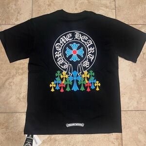 Chrome Hearts Black Tee with Colorful Crosses